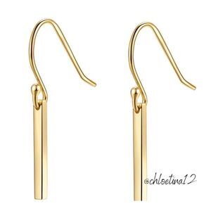 Gold over 925 Sterling Silver Vertical Bar Earrings